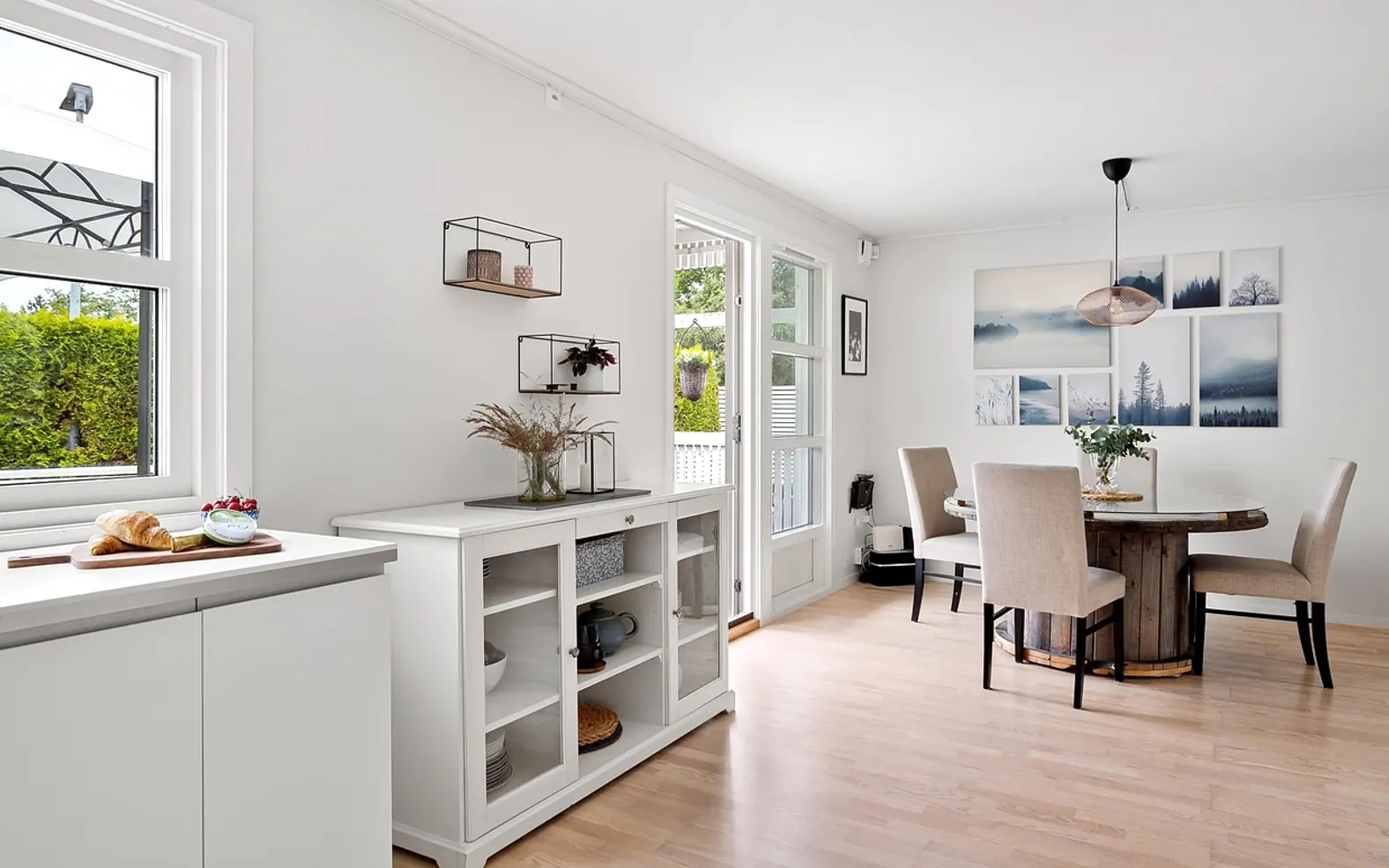 Dining room, dining table and credenza