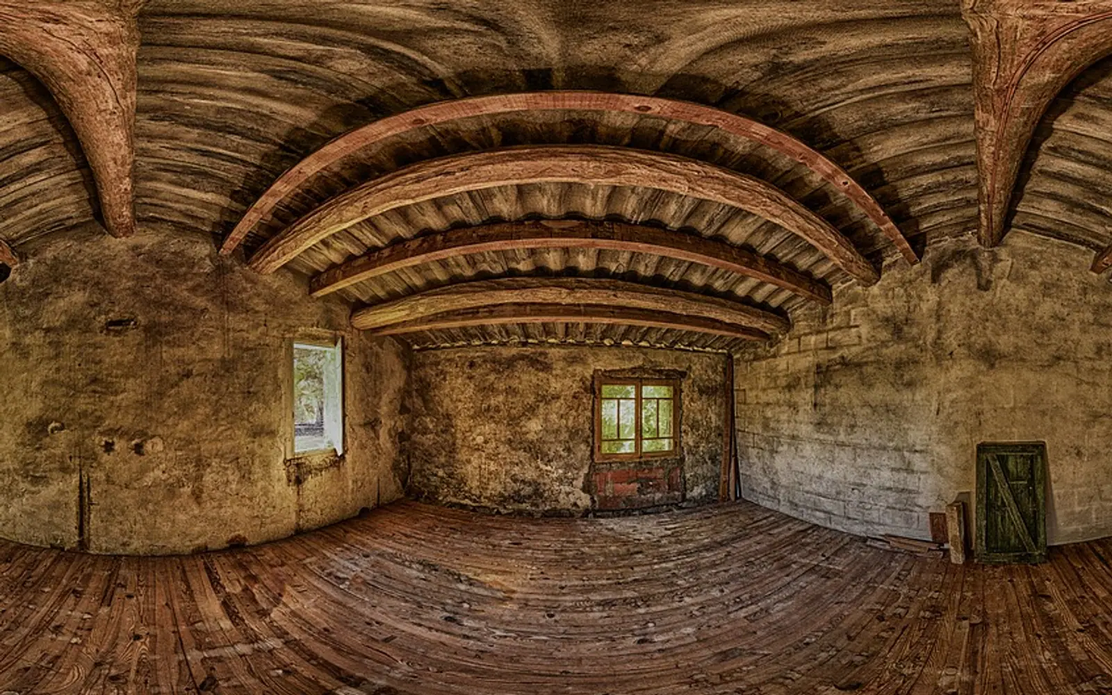 Attic, panorama and empty room