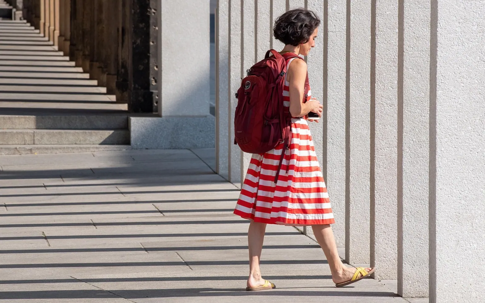 Woman, dress and stripes
