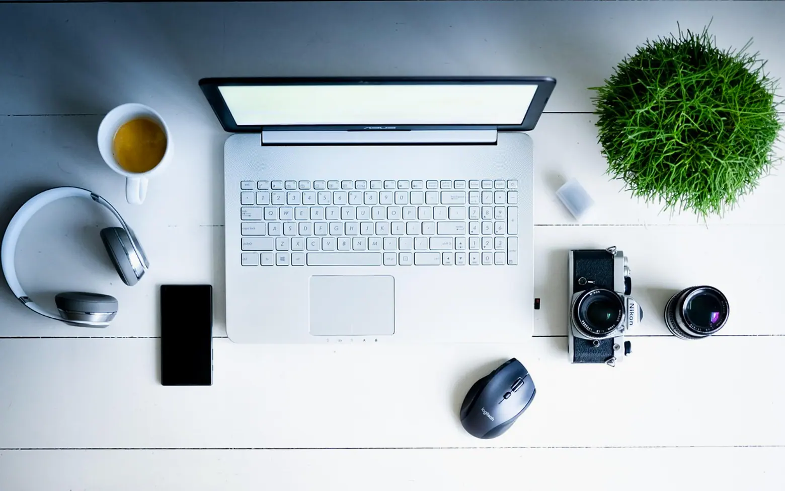 Computer, laptop and work place