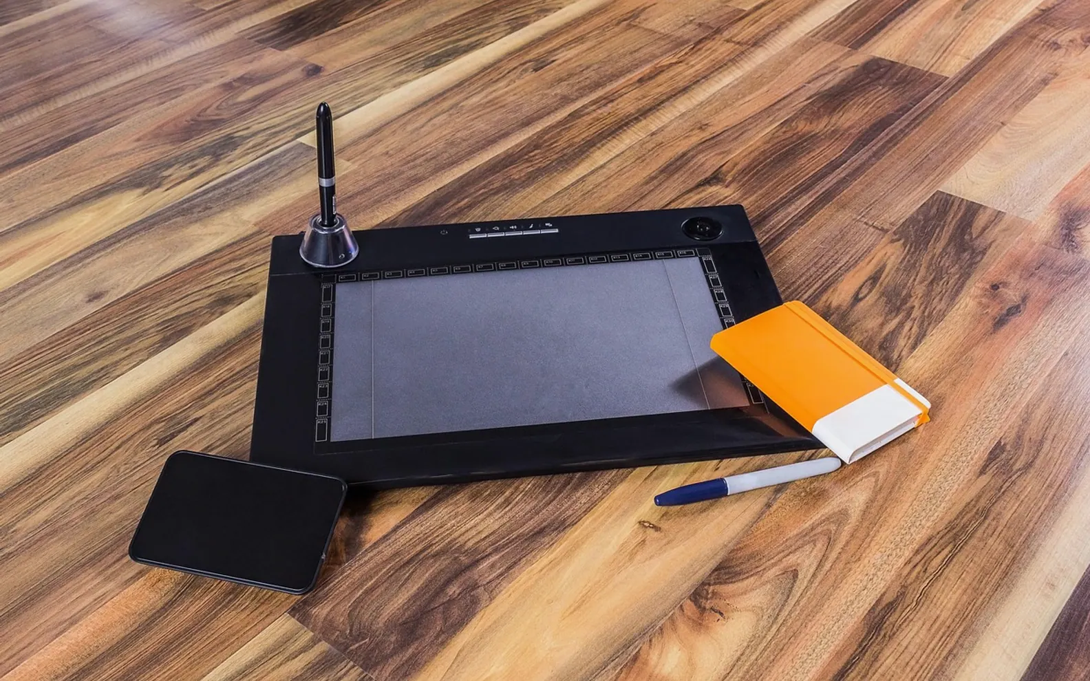 Graphics tablet, photoshop and design