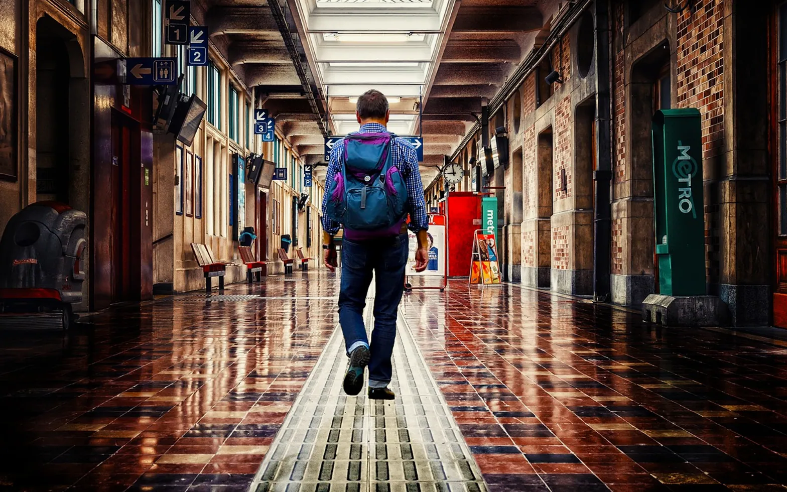 Man, airport and travel