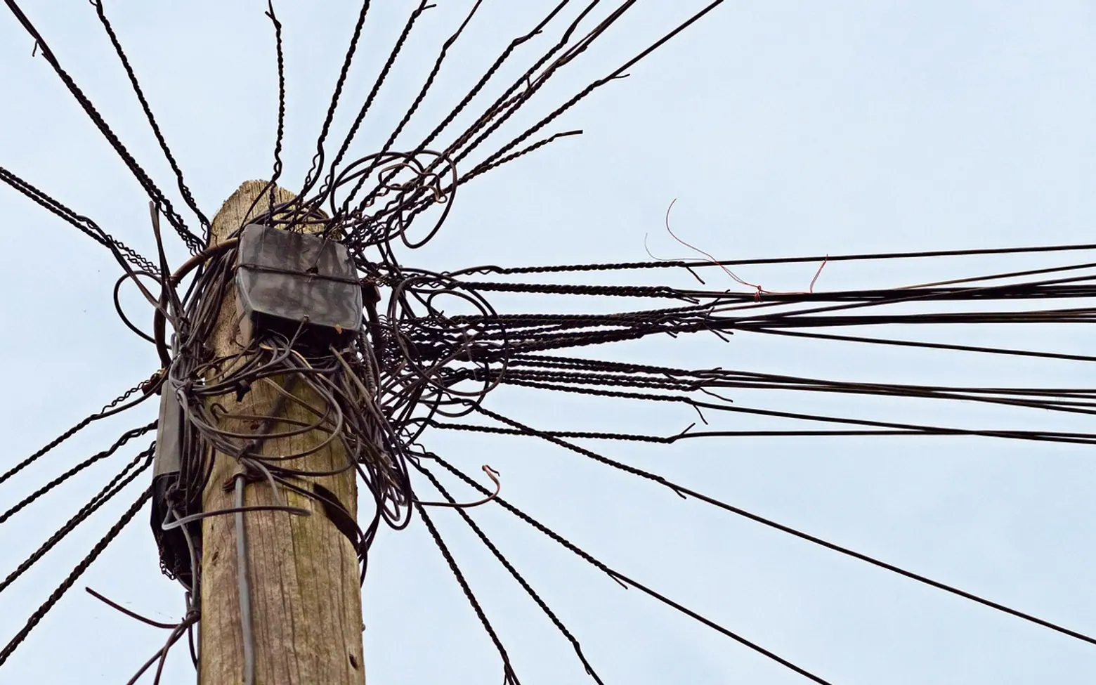 Telephone, telegraph and pole